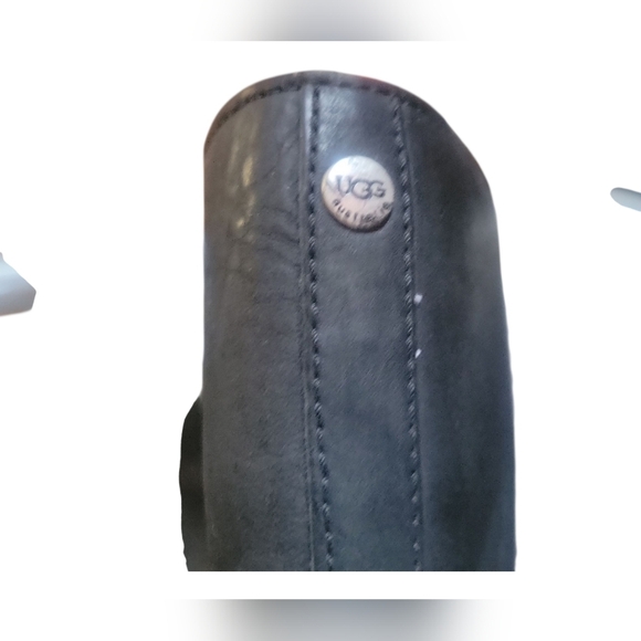 UGG Australia Broome II Black Tall Leather Shearling Winter Women's Boots 6.5 - Picture 4 of 12